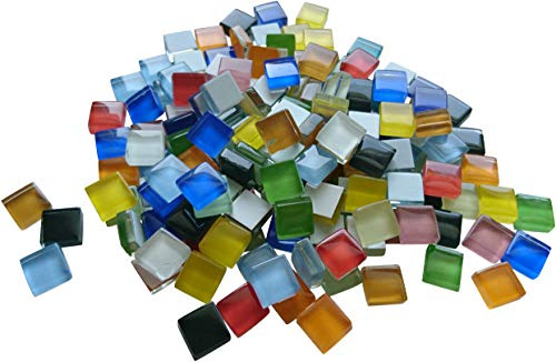 Zimasi Softglas Mosaik Glasmosaiksteine 400g, 1x1 cm, Buntmix | Bunte Glassteine zum Basteln & DIY, Bastelset mit Mosaiksteinen für Erwachsene & Kinder, Für kreative Projekte, ca. 440 Stück