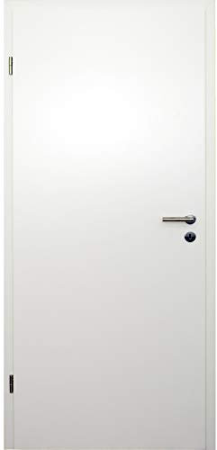 HORI® Zimmertür Komplettset mit Zarge und Türdrücker I Innentür CPL Weiß I Höhe 198,5 cm I Anschlag, Breite und Wandstärke wählbar I DIN links I 1985 x 610 x 80 mm