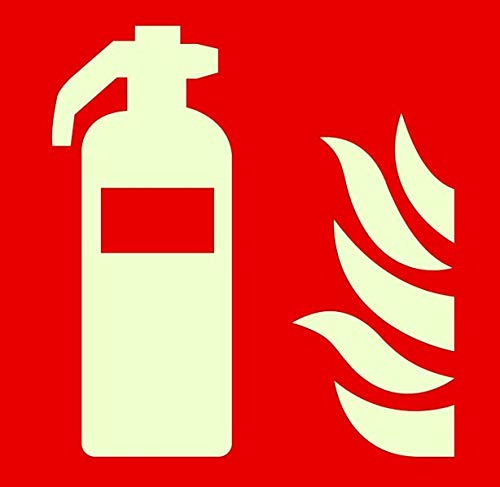Feuerlöscher Symbol Schild 15x15cm Kunststoff langnachleuchtend ASR A1.3 ISO7010 von MBS-FIRE