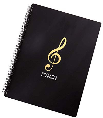 Notenmappe für Notenblätter beim Spielen A4 Größe Papier Dokumente Halter Aufbewahrung 30 Taschen Clef, Musik Tabelle Datei Ordner, Kunststoff Konzert-Chorfolder für Musiker und Band Music Note (B)