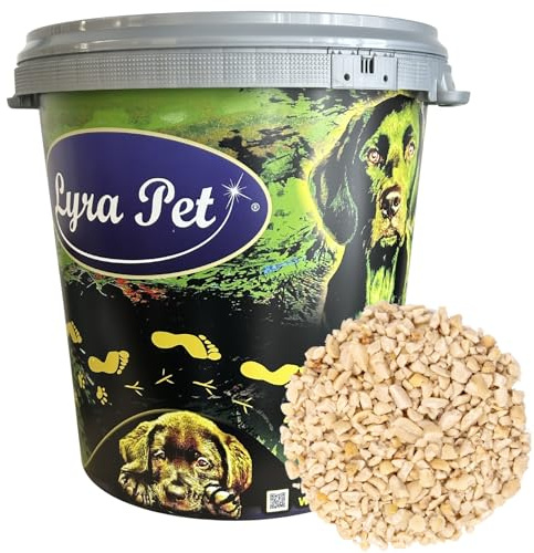 Lyra Pet® 10 kg Erdnusskerne weiß gehackt HK Argentinien + 30 L Tonne | Ideal für kleine Vögel & Jungtiere - Wildvogelfutter für Sommer & Winter - Fetthaltig & Nährstoffreich - Energiespender