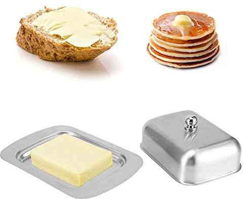 Beurrier en acier inoxydable, double couvercle, pour fromage, pain, fromage, pain, accessoires de comptoir de cuisine