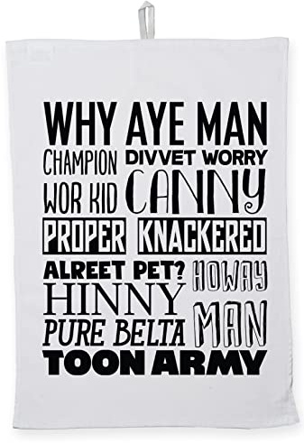 Hippowarehouse Geordie sayings Tea Towel Eco Printed Dish Cloth Kitchen accessory 50cmx70cm 100% Cotton