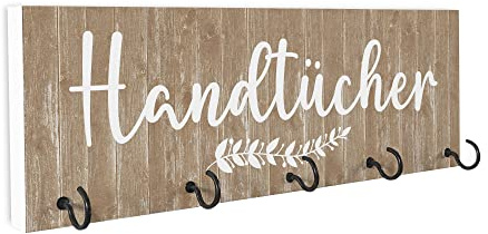 Interluxe Hakenleiste - Handtücher Boho - Bad Gäste WC Toilette Badezimmer Küche Handtuchhalter Wandhaken Dekoboard Gästehandtücher Ferienwohnung Poolhaus