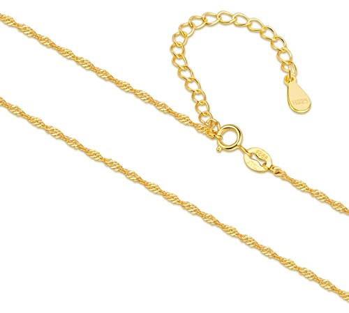 SILBERTALE Feine Gold Kette Sterling Silber 925 Halskette Kurze Figarokette/Venezianerkette/Kordelkette/Gliederkette/Schlangenkette/Ankerkette/Singapurkette/Panzerkette ohne Anhänger Schmuck Kette