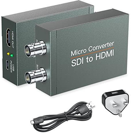 SHUITING SDI to HDMI Converter with SDI Loop out, 1080p HD-SDI/SD-SDI/ 3G-SDI to HDMI Video Audio Converter, BNC to HDMI Adapter for SDI Camera Monitor Projector