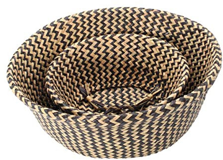 Happyyami Aufbewahrungskorb Aus Rattan Klappbar Mit Griffen Für Schmutzwäsche Oder Babyartikel Handgefertigt Aus Seegrasmaterial Geeignet Für Wohnzimmer Flur Und Balkon Als Aufbewahrungsbox