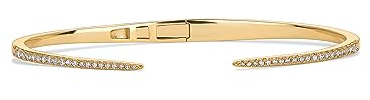PAVOI 14K Gold Plated Cubic Zirconia Claw Bangle Bracelet | Elegant CZ Cuff Bracelets for Women (6.5, Yellow Gold)