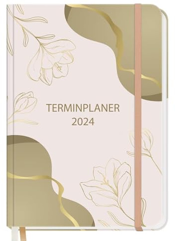 Kalender 2024 Buchkalender A5 -Terminkalender mit Wochenplaner 12 Monate: von Januar bis Dezember - Hardcover Taschenkalender A5 2024 Terminplaner - Greige