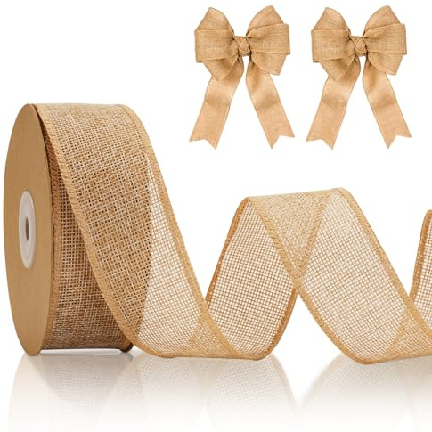 jijAcraft 4cm Juteband mit Draht Vintage: Geschenkband für Schleifen 10M Schleifenband zum Basteln Natur Jute Dekoband für Kranz Geschenk