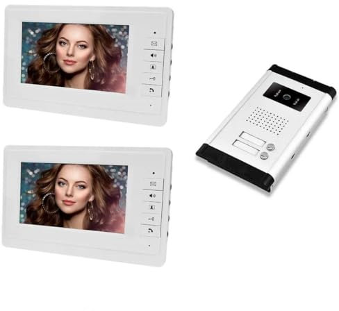 Kit Videocitofono Bifamiliare a Colori con Telecamera Led da Esterno 2 Monitor 7 Pollici