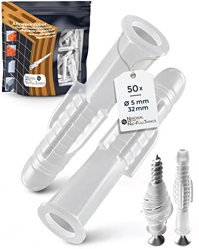 50 Transparent 5 mm Decorative Meister Dowels for 3.5-4 mm Screws - All-Purpose Dowels for Assembly Work - Universal Dowels for Concrete, Solid Brick, Plasterboard, Natural Stone OSB and More