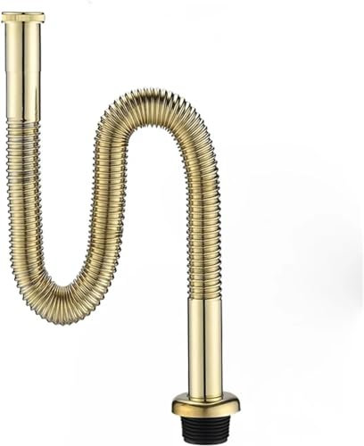 EQQHJL Waschbecken-Becken-Stecker-Abfluss, gebürstetes Gold, Waschbecken-Pop-Up-Abflussrohr, Waschbecken-Abflussrohr mit und ohne Überlauf (Color : Only Pipe)