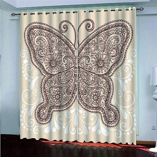 3D Schattierung Vorhänge - 2 X 75 X 166 Cm Cartoon-Schmetterling Gardinenschal Vorhang Für Wohnzimmer Schlafzimmer Schlaufenschal Isolierung Lärmminderung Mädchen Raumdekoration - Vorhang F -0B1M5R9N6