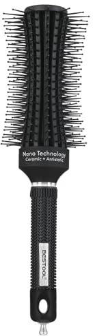 BESTOOL Spazzola rotonda per asciugare con il phon, spazzola rotonda per capelli con perni flessibili in nylon, spazzola per styling per lisciare, arricciare, aggiungere volume e lucentezza ai capelli