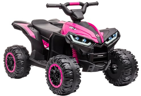 Quad Elettrico Per Bambini Con Batteria Ricaricabile 12V, Macchina Elettrica Per Bambini Con Musica, Clacson, Velocità Elevate e Basse, Luci a Led, Regali Per Bambini 3-6 Anni