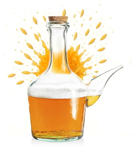 Barral de Vidrio Artesano. Porrón de Vino de Cristal 1000 ml. Aliñador aceite picante. Recipiente Cerveza Barral. Dispensador de aceite y cerveza 0,5l. Fabricado en España. Vidrio 100% Reciclado.