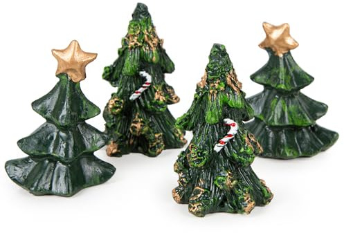 Logbuch-Verlag Weihnachtsbaum Figuren 4er Set, Miniatur Bäume zum Hinstellen, 5 cm, Tischdekoration Weihnachten klassisch, grüne Tannenbäume