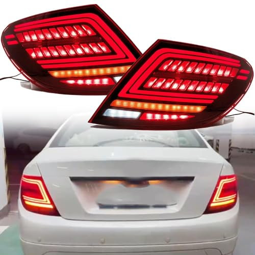 GaiHLi Rücklicht Rückleuchte für B-ENZ C Class W204 2007-2014, Auto Rücklicht Montage Bremslicht Blinker Links Rechts Ersatzteile 2PCS,LED Black-2PCS