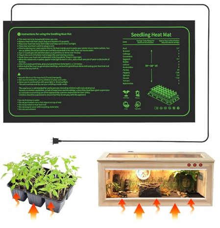 AMFUN Tappetino riscaldante per Piante, 20W Tappetino Termico per Serra Interni, IP67 Impermeabile Tappetino Riscaldante Germinazione, per piantine, Rettile Anfibio, Sicuro e Durevole