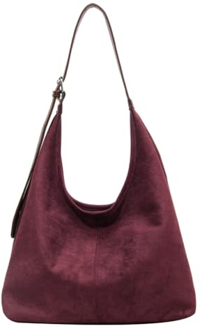 TIAASTAP Groß Handtasche Wildlederimitat Hobo Bag Umhängetasche Damen Gross Crossbody Bag Vintage Shoulder Bag Women Tote Bag Beuteltasche Schultertasche Verstellbarer Gurt, mit kleiner Geldbörse