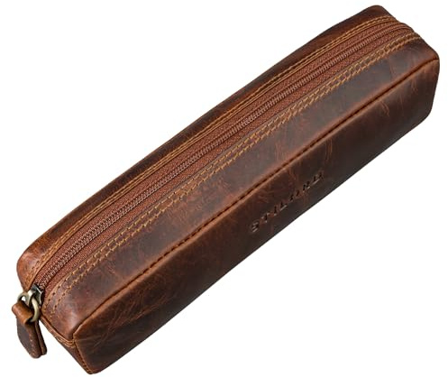 STILORD Preston Etui av läder Pennfodral Vintage Vintage läderetui Stiftroll Retro sminkväska Damer Herrar Faulenzer Äkta läder Farbe