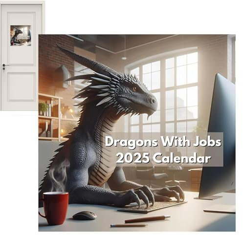 Dragons Kalender - 2025 Kreativkalender | Drachen mit Jobs 2025 Kalender, Drachen Wandkalender, Wandkalender Lustiger Drachen Kalender Vertikaler Monatskalender für Zuhause Organisation