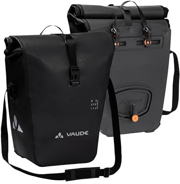 VAUDE Fahrradtaschen für Gepäckträger Aqua Back 2x24L in all black 2 x Hinterradtaschen wasserdicht, Fahrrad Gepäckträgertasche hinten, einfache Befestigung – Made in Germany