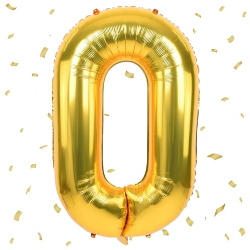 Zahlen Luftballon Golden,Golden Luftballon 0, 40 Zoll Golden Folienballon 0，101cm Golden Zahlenballon 0 Helium Ballon Luftballon 0 Geburtstag für 0 Jahre Geburtstagsdeko Kinder Mädchen Junge