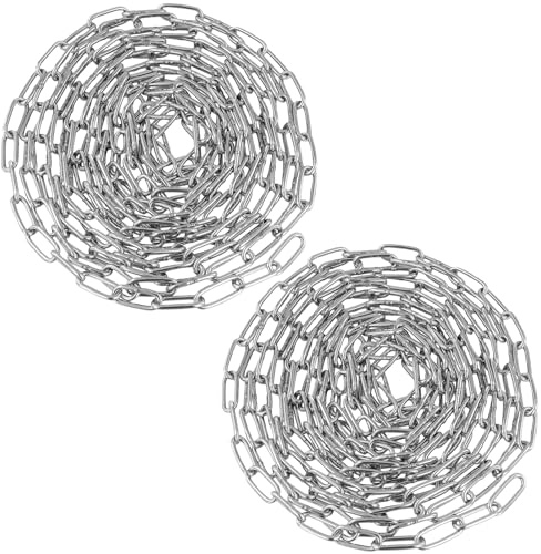 MUNGHOK 2 stycken 5 m x 3 mm kedja i rostfritt stål, metallkedja, metervara, rostfri länkkedja, svetsade kedjelänkar länkkedja för gör-det-själv-hängkedja, tvättlina, upphängning – 80 kg belastning