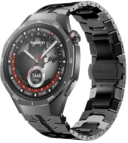 HinZann 22mm Armband für Huawei Watch GT 7/GT 7 Pro/Runner 2/ GT6/GT6 Pro | (Schwarz), Edelstahl, Damen Herren, Metall Ersatzarmband für Huawei Watch Ultimate 2/ GT 5 Pro/ GT 5/ GT 4/ Watch 5 46mm