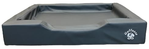 WUFFNASE Orthopädisches Hundebett PFOTENRUHE | Veganes Kunstleder | Memory Foam | Öko-Tex zertifiziert | Hand Made | Ergonomisch | Stressfreier Schlaf | Erholung (Anthrazit, XL - 120 x 80 x 16 cm)