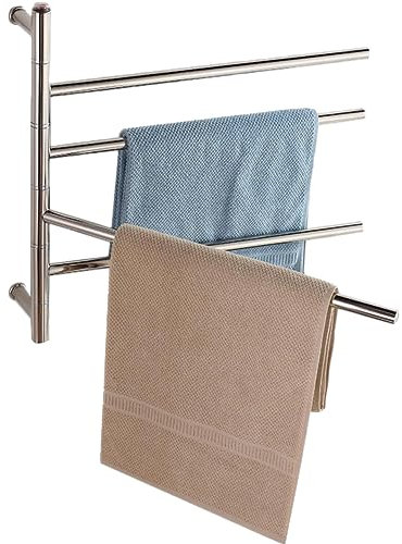 Scaldasalviette a Parete, scaldasalviette e stendino, scaldasalviette, scaldasalviette, scaldasalviette Elettrico a Parete a 3-4 Barre, cablato e con Spina Opzionale, Argentato (cablato, 4 b