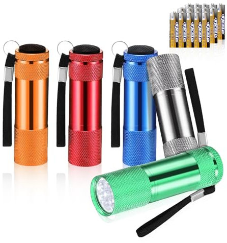 flintronic 5 Pezzi LED Mini Torcia Elettrica, Torcia per Bambini, Torcia Portatile Set, Torcia Led Piccola, per Festa, Campeggio, Emergenza (Batterie Incluse)[Classe di Efficienza Energetica A]
