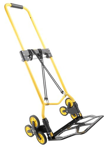 YEAUPE PRO Diable d'escalier Pliable 100kg, Transport Facile - Roues Caoutchouc, Cadre Acier - Jaune