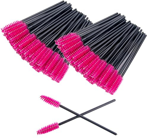 200 stück wimpernbürstchen,mascara bürsten, mascara zauberstäbe, wimpernbürste,mascara pinsel biegbare,wimpern bürste, mascara bürsten für wimpernverlängerung - rose