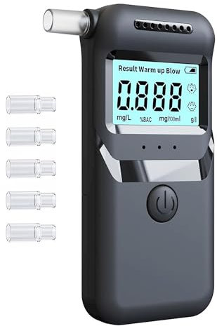 BullTek Etilometro Portatile Digitale Certificato con Display LCD – Chip ASIC 3° Generazione per Misurazione Accurata – Alcol Test con Algoritmo Avanzato - Boccagli Sostituibili e Prestazioni Stabili