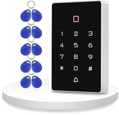 ReaIOKbii RFID access control password keypad, IP68 waterproof backlit keypad,10 x 125kHz ID Key Fobs, 2000 Users, WG26 Card Reader, Suitable for Homes, Offices, and Stores