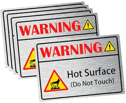 Warning Hot Surface Warning Metallic Labels 3.5 x 2.5 Caution Do Not Touch Stickers Caution Hot Flame Stickers 5 Pcs Danger Safety Warnings Sign Label Sticker Decal