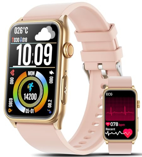 Marsyu 2026 Smartwatch Damen mit EKG/BMI/HRV/Harnsäure/Blutdruck,1,57 Gesundheitsuhr Fitness mit Telefonfunktion 24H Pulsuhr SpO2 Schlaf Monitor Menstruationszyklus Uhr für iOS Android