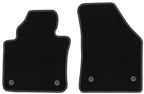 Velours-Fußmatten vorne passend für Volkswagen Touran I FL 2010-2015, BASIC | passend für Minivan; dünner Velours-Teppich (Polypropylen), ca. 4 mm; rutschfest, vormontierte Befestigungen (Typ AV2)