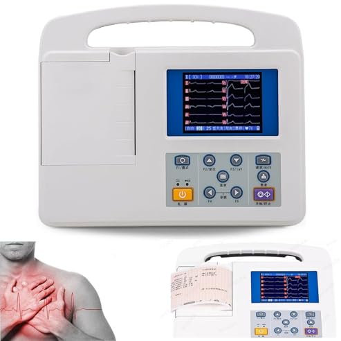 Portable ECG Machine Digital Electrocardiograph,Mobile 12-Lead Heart Monitor,with 3-Channel Color LCD, Digital EKG Device For Home Use, Includes Printing Paper
