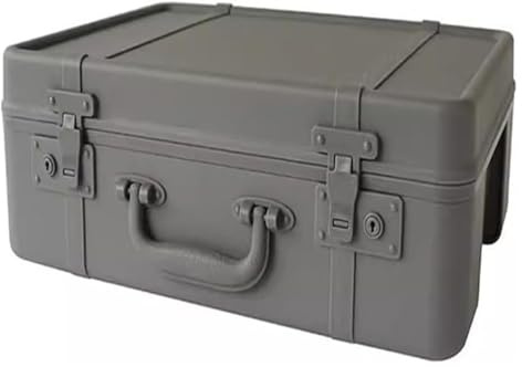 Valigia vintage in legno con fibbia, versatile, da scrivania, per cosmetici, giocattoli, bevande, strumenti, elegante contenitore di latta grigio per casa e cucina