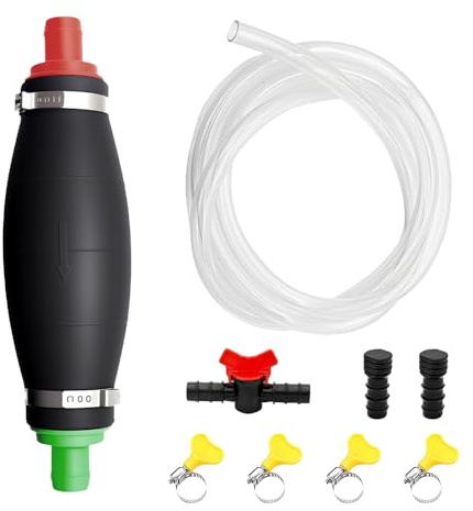 Mtlhbcg Handpumpe zum Umfüllen von Flüssigkeiten wie Benzin，Handpumpe Benzinpumpe Manuelle Kraftstoffpumpe mit 2.5M PVC Schlauch，zum Umfüllen von Flüssigkeiten wie Wasser, Öl, mit Vakuumfunktion