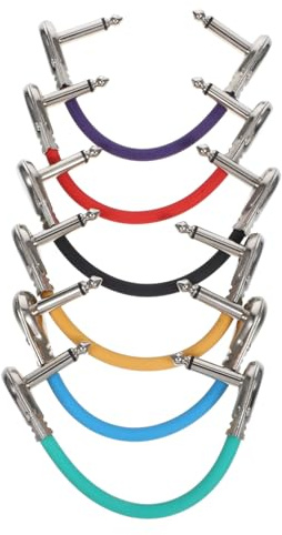 DECOMELODY 6 Stück Teiliges Gitarren Patchkabel Flacher Stecker Kupferkern Langlebiges Effektkabel für Gitarre Pedalverbindung Mono Stecker Geeignet für Effektgeräte