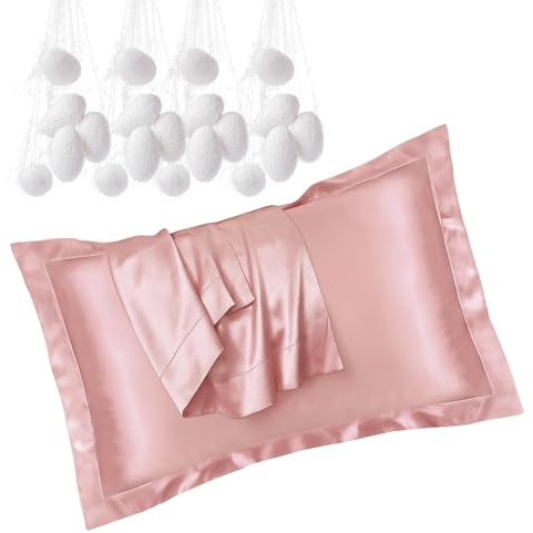 Set di 2 Federe in Seta per Cuscini Letto (50x80 cm) - Morbido e Setoso al tatto, Protezione per Capelli e Pelle, Chiusura a Busta - Eleganza e Comfort per Ogni Stagione