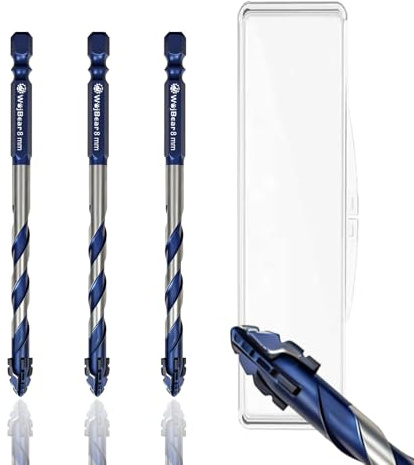 WojBear 3 PCS 8mm Masonry Drill Bits Set, YG6X Tungsten Carbide Drill Bit for Masonry, Concrete, Marble, Brick, Tile, Wood, Glass, Plastic（8,8,8mm）