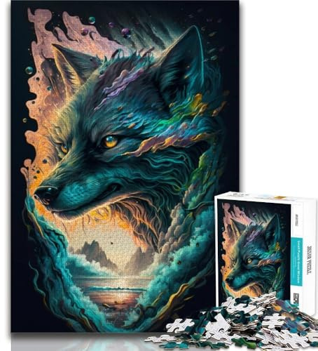 Puzzle 1000 pièces pour Adultes Cadeaux Loup Forêt enchantée 1000 pièces pour Adultes Jeux Amusants en Famille idéal comme Cadeau pour Toute la Famille 75x50cm