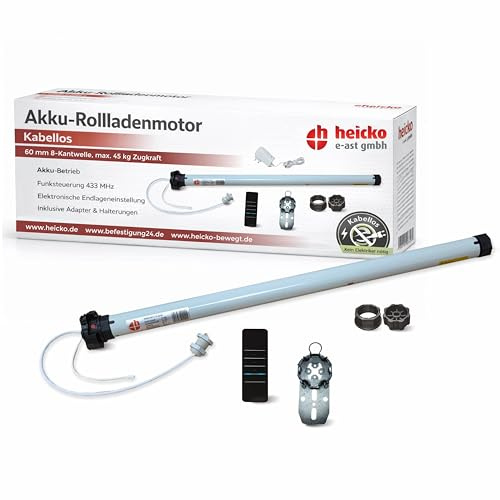 Kit motore a batteria per motorizzazione della tapparella 60 mm 8 onde, 20 Nm, forza di trazione massima 45 kg, con trasmettitore manuale, pannello solare e cuscinetto azionamento (1 set)