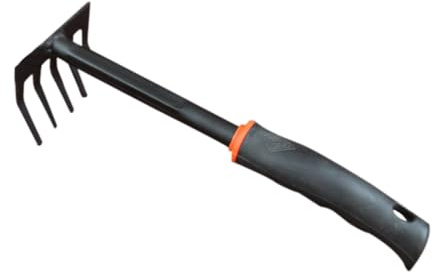 Anneome Rastrello Manuale da Giardino Denti in Acciaio con Manico Corto Utensile Manuale Ergonomico per Diserbo e Aerazione del Terreno in Spazi Stretti